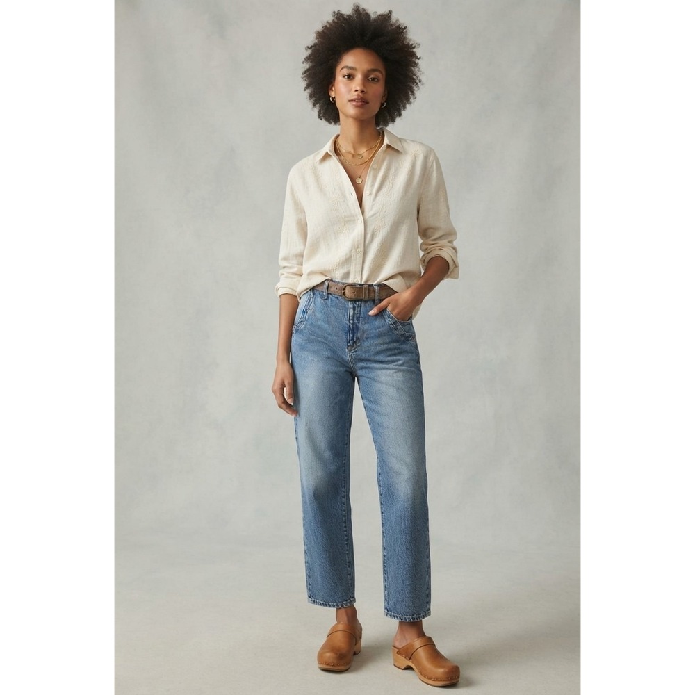 Pilcro Anthropologie High Rise Wide Leg Jeans Blue Size 28